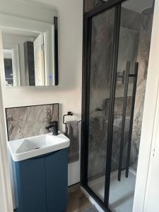 バリミーナにあるRathmore Houseの洗面台とシャワー付きのバスルーム