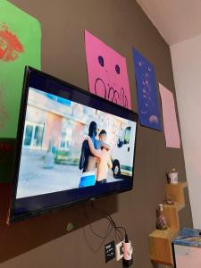 TV a/nebo společenská místnost v ubytování Maison D’artiste