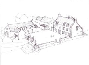 an illustration of a house with a drawing at Les Gardes de la Guérande in Saint-Denoual