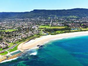 an aerial view of a beach and the ocean at Hidden Gem In Woonona in Woonona +12 photos