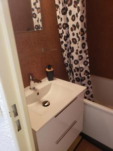 Bilik mandi di Studio douillet à Puy-Saint-Vincent, 16 m², vue sur la montagne.