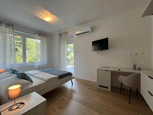 TV a/nebo společenská místnost v ubytování Al Boschetto Rooms