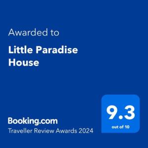 Certifikát, hodnocení, plakát nebo jiný dokument vystavený v ubytování Little Paradise House