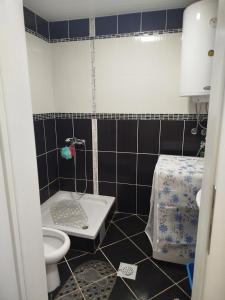 ein kleines Badezimmer mit Toilette und Waschbecken in der Unterkunft Apartment Angeleski in Bitola