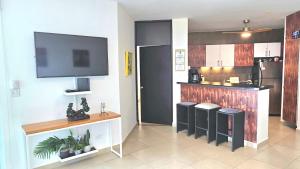 Η κουζίνα ή μικρή κουζίνα στο Large Apartment with Ocean View