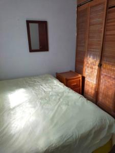 a bedroom with a bed and a mirror on the wall at Rento casa por día, semana o mes in San Juan Xilotzingo
