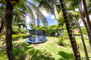 an object in the middle of a yard with palm trees at Casa Santalegria in San Juan del Sur