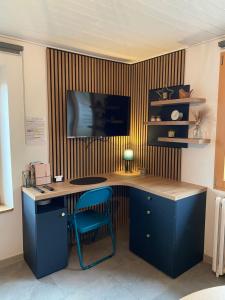 Televízia a/alebo spoločenská miestnosť v ubytovaní Appartement 4-6 personnes, vue lac