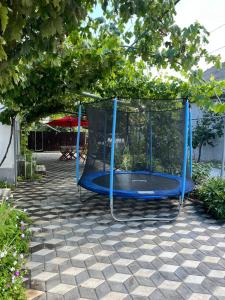 a blue trampoline on a patio at Casa Angy in Jurilovca