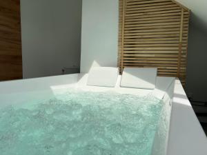 a bathroom with a bath tub filled with water at Logement entier suite balnéo privée in Vierzon