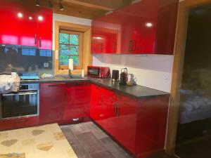 Dapur atau dapur kecil di Tiny House facing the Alps - Ski in, Ski out