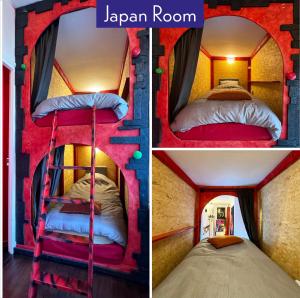 Una habitación con una litera en una habitación japonesa. en Appartements Studio et Japan Room - Proche Disneyland Paris, en Crécy-la-Chapelle