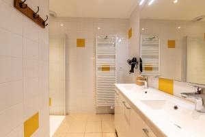 un baño con lavabo y ducha en Chalet Arclosan - Val de Tamié, en Faverges