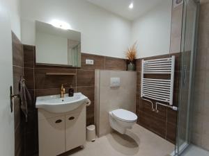 Koupelna v ubytování Minicamping und B&B Apartment Hintergarten