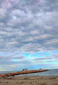 a group of people standing on an island in the ocean at La casa di Alice in Venice