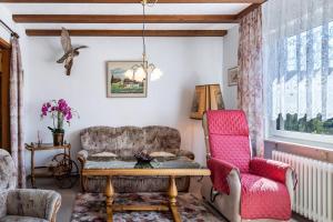 a living room with a chair and a table at Ferienwohnung Regina in Furtwangen