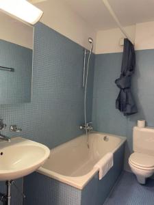 チューリッヒにあるCharming studio in the city centre - Art 4の洗面台、浴槽、トイレを備えたバスルーム