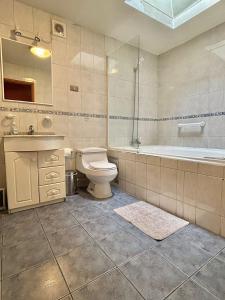 a bathroom with a toilet and a tub and a sink at DEPARTAMENTOS CLIMENT in Osorno