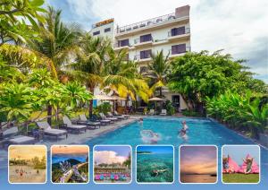 a collage of photos of a resort swimming pool at Athenia Hoi An Boutique Hotel & Spa in Hoi An