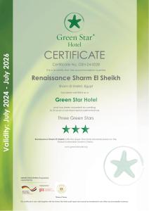 Сертифікат, нагорода, вивіска або інший документ, виставлений в Renaissance Sharm El Sheikh Golden View Beach Resort