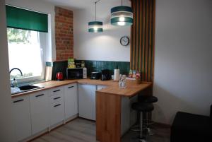Kuchyň nebo kuchyňský kout v ubytování Apartament Legionow