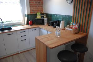 Kuchyň nebo kuchyňský kout v ubytování Apartament Legionow