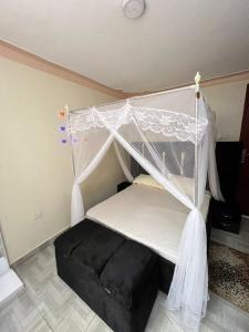 a bed with a canopy in a room at Franc hub in Bulenga