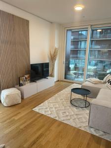 TV a/nebo společenská místnost v ubytování Skyline Suite - schick über Wien
