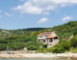 a house on a hill next to the water at Villa Vitanese in Tkon +19 photos