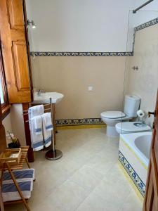 a bathroom with a toilet and a sink and a tub at Casa da Villa 1B in Sintra +9 photos