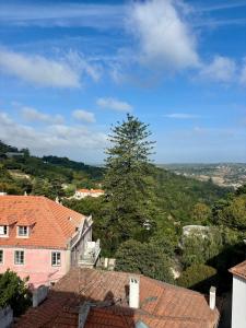 シントラにあるCasa da Villa 1Aの家の屋根と木の景色