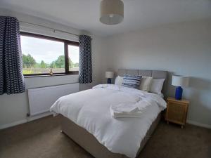 a bedroom with a large white bed with a window at Vine inn in Banbridge