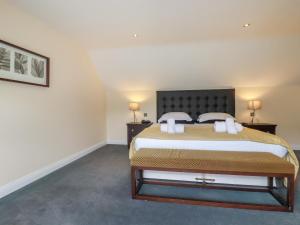 a bedroom with a large bed with two night stands at Clematis - Lodge 16 in Wadebridge +21 photos