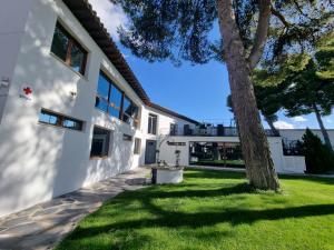 a house with a tree in the yard at Hotel Boutique Mirasierra in Villacañas