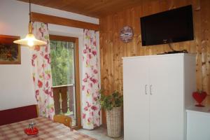 Televízia a/alebo spoločenská miestnosť v ubytovaní Thalerhof