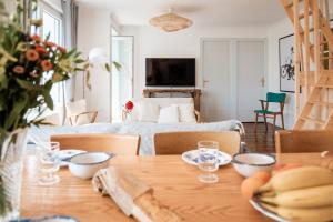 Χώρος καθιστικού στο Havre de Paix à Pors Carn à 7 mins à pied de la plage