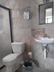 a bathroom with a toilet and a sink at Casona in San José del Cabo