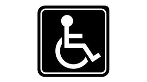 a black and white sign with a wheelchair symbol at Quinta Velha Authentic Farmhouse Experience by LovelyStay in Senhora do Verde