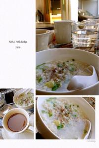 a collage of pictures of a bowl of soup and a cup of coffee at Maesai Holic Lodge in Ban Pa Yang +10 photos