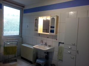 a bathroom with a sink and a mirror at gemütliche Unterkunft II in Bretsch +24 photos