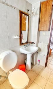 a bathroom with a toilet and a sink at Masia del Viento in Mar del Sur