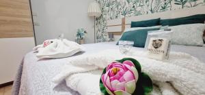 a bedroom with a bed with towels on it at Casa GABRIEL 1 Bedroom Wifi Free Pool in Costa Del Silencio +12 photos