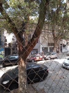 a black car parked next to a tree at Lapa Casa Hostel in Rio de Janeiro