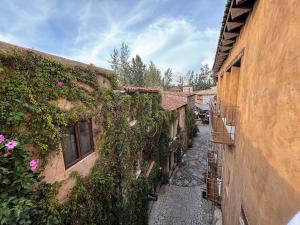 an alley between two buildings with ivy at Castello di Carlo - Loft Carlo II in Santeagueda