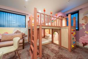 a childs bedroom with a bunk bed with a castle at PLAY!! Resi Stay in Kyoto