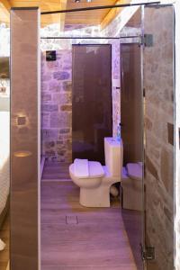 KrásionStefanis Guest House II的带淋浴、马桶和水槽的浴室
