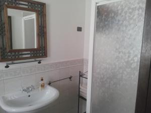 łazienka z umywalką i lustrem w obiekcie La Terrazza sul Nera w mieście Torre Orsina