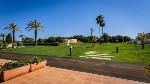 einen Park mit Palmen und einem Grasfeld in der Unterkunft Monte Laguna Duplex - Greice Homes in Estibeira