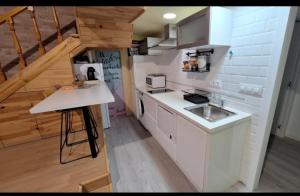 a small kitchen with a sink and a counter at Apartamento Santa Agueda in Burgos