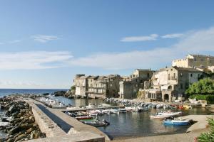 a group of boats are docked in a harbor at Maison charmante vue mer - Erbalunga in Erbalunga
